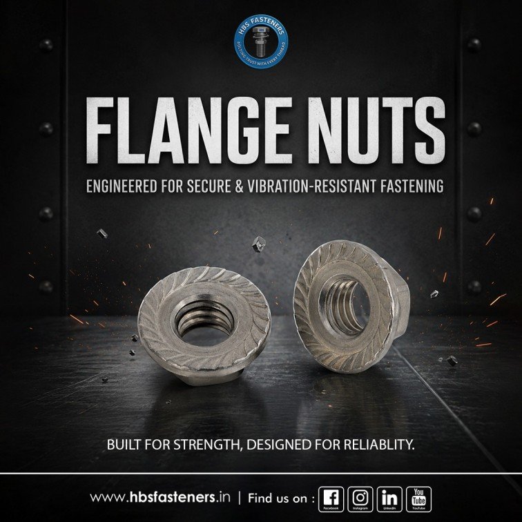 High strength flange nuts for industrial fastening applications with wide integrated washer base